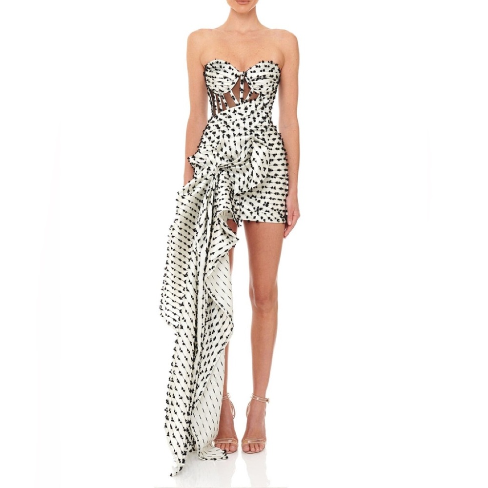 ELIYA THE LABEL - GEORGETTE DRESS - CREAM & BLACK